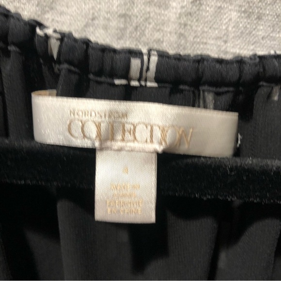 Nordstrom Collection scoop neck w tie mid length silk dress black and white 4 - Picture 3 of 9